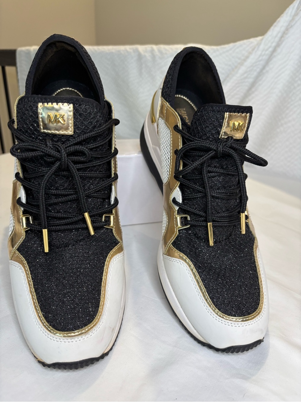 Michael Kors Black White Gold Accent Women’s Sneakers